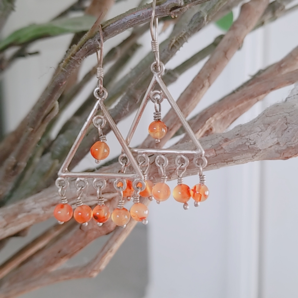 Carnelian Silver earrings. Stamped 925.